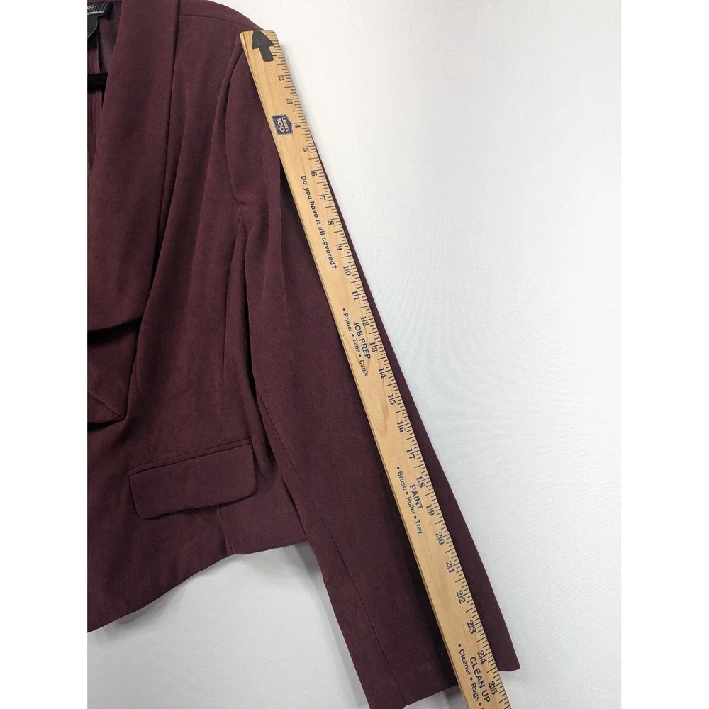New‎ York Clothing Co Womens 2X Burgundy Faux Suede Ruffle Blazer Jacket
